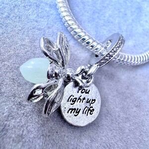 Firefly Glow in the Dark Dangle Charm fits PANDORA Silver You Light Up My Life